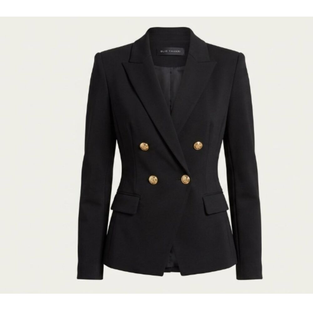 Elie Tahari Core Four Button Ponte Blazer Black Size 8 NWT $375